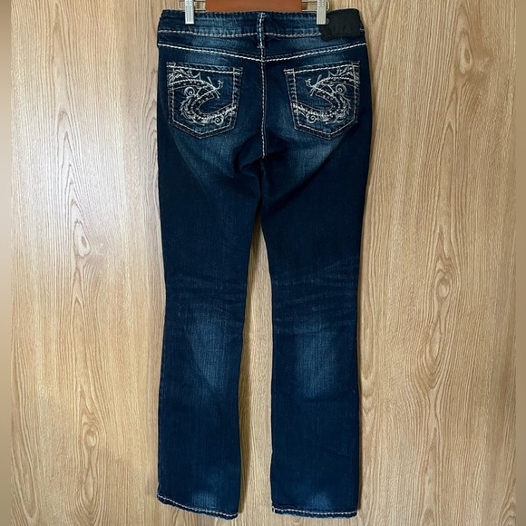 Silver Aiko Bootcut Long Embroidered Dark Blue New Jeans - Picture 3 of 7